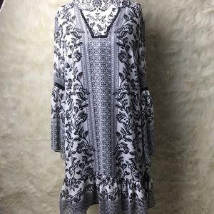 INC Black And White Dress with Butterfly Sleeves